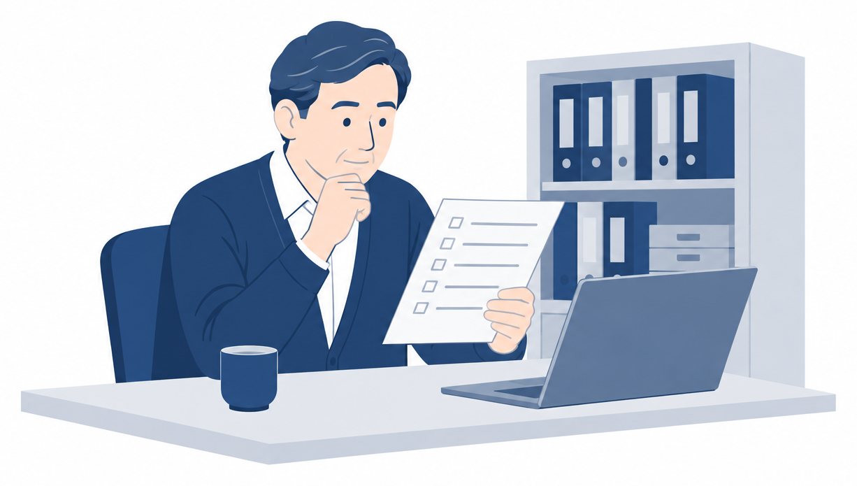 社長が取引先から届いたセキュリティの質問票を読んでいる様子